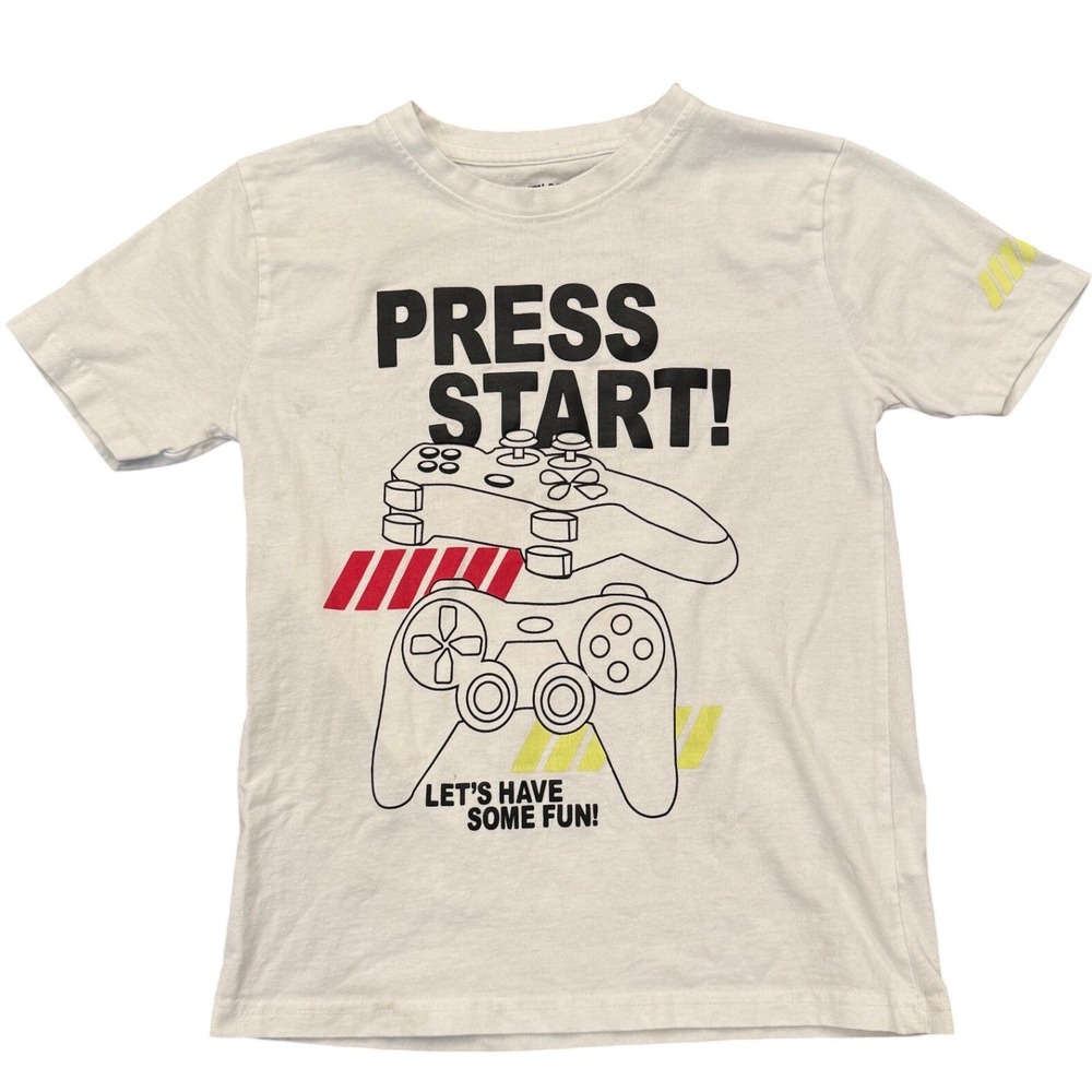 Seven Souls New York Boys Press Start Gaming Graphic T-Shirt Off-White Sz 14/16